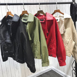 Women PU Leather Jacket Biker Motorcycle Coat Women's Short Spring Loose High Waist Coat