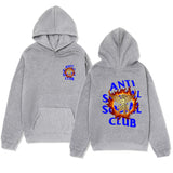 Anti Social Club Hoodie Men's Letter Printed Hoodie Autumn and Winter Fleece-Lined