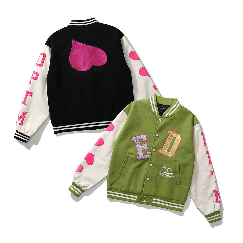 Mens Fall Outfits Printed Baseball Uniform High Street Couple's Vibe Style Jacket