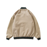 Black Varsity Jacket Student Long Sleeve Baggy Coat Men's Autumn Baseball Uniform Jacket