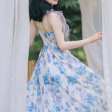 Women cottagecore Dress Vintage Sleeveless Gentle Fairy Waist Dress
