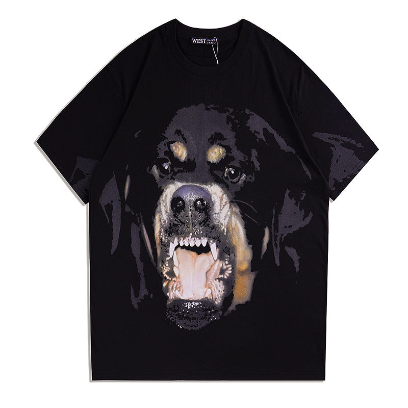 GVC T Shirt Bulldog Pattern Pure Cotton Loose Short Sleeve Male