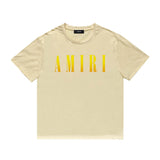 Amiri T Shirt Gradient Letter Flower Casual Hip Hop Short Sleeve T-shirt