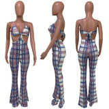 Women Plaid Catsuit Women Checkered Jumpsuit Women's Plaid Hollow out