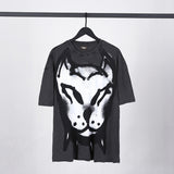 GVC T Shirt Bulldog Graffiti Distressed Cotton Short T-shirt plus Size Loose Men and Women