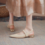 Flat Dress Sandals Spring/Summer Pointed Pearl Back Sandals