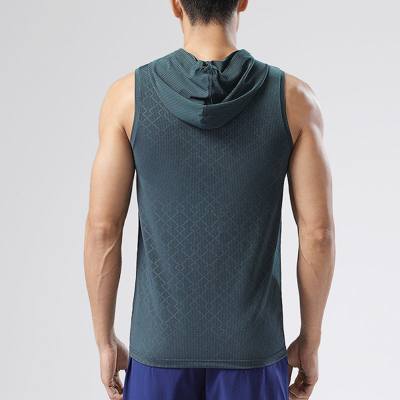 Sweat Wicking Shirt T-shirt Men's Hooded Sports Vest Workout Top