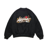 Black Varsity Jacket Student Long Sleeve Baggy Coat Men's and Women's Autumn Baseball Uniform Jacket Loose