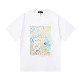 Purple Brand T Shirts Landscape Painting Abstract Oil Painting Printing Men's and Women's Loose Casual Short-Sleeved T-shirt