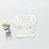 Summer Tops Pure Cotton Baby Short Sleeve T-shirt Large Pocket Short Sleeve Top