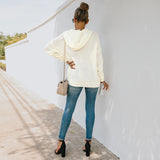Women Fall Outfits Autumn and Winter V-neck Long Sleeve Loose Knitwear T-shirt Women's Hooded Sweater