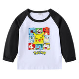 Children Pokemon Pikachu Hoodie Crew Neck Long Sleeve T-shirt Cartoon Cotton
