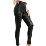 Brown Leather Pants High Waist High Elastic Slim PU Trousers Motorcycle Tight Leather Pants
