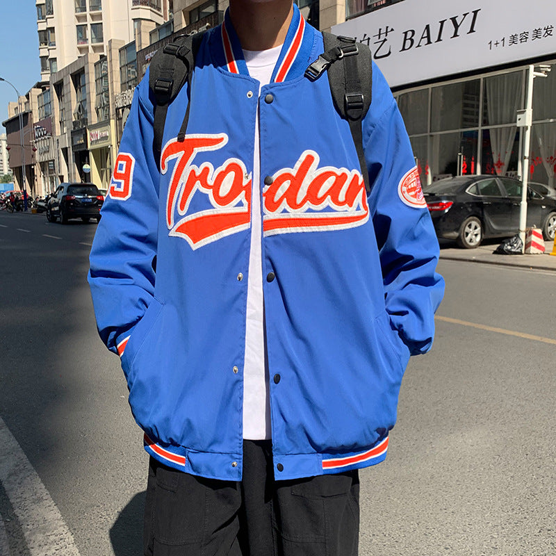 Red Varsity Jacket 1 Spring Vintage Baseball Jacket Men's Casual Loose All-Match Pilot Jacket