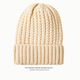 Toboggan Hat Knitted Woolen Cap Women's Autumn and Winter Earflaps Warm