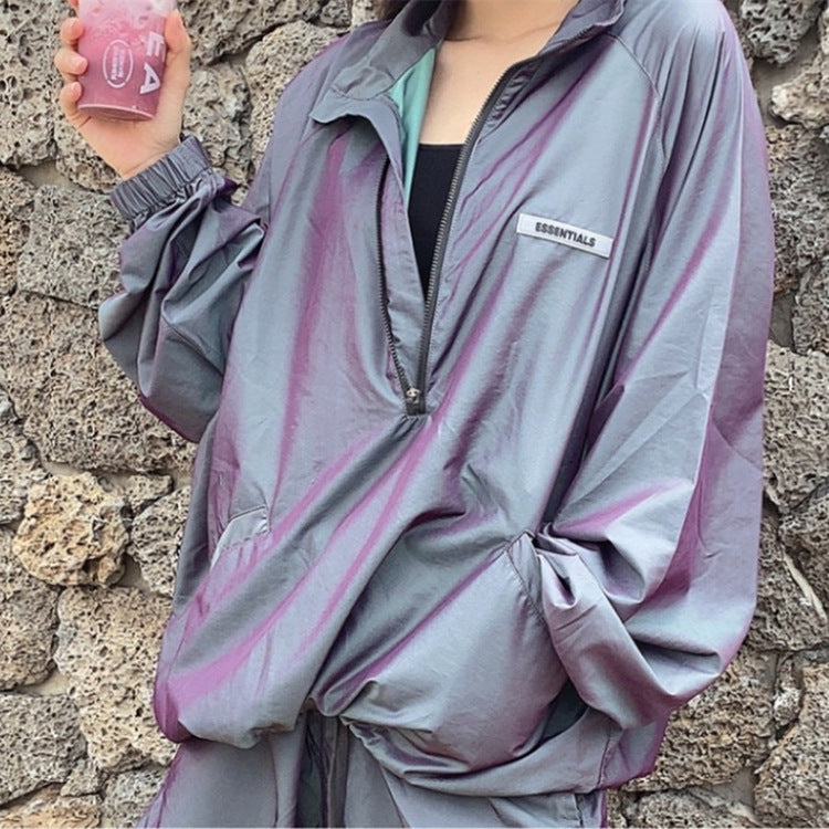 Fog Fear of God Essentials Coat Multi-Line Coat Reflective Colorful Nylon Half Zipper Men's Assault Jacket