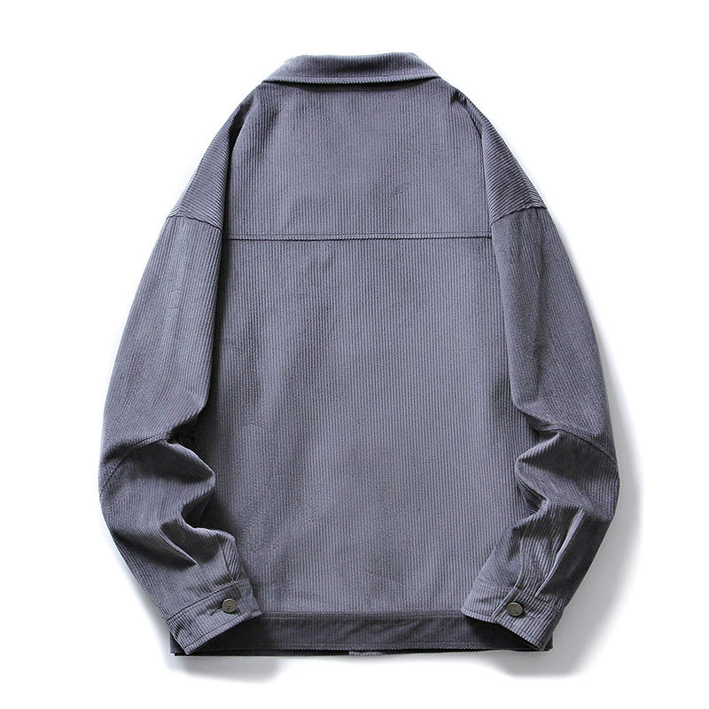 Beige Varsity Jacket Men's Autumn Workwear Baseball Uniform Loose Sports and Leisure Corduroy Jacket