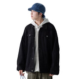 Denim Varsity Jacket Fall Winter Cowboy Coat Men's All-Match Solid Color Loose Jacket