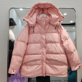 Women Winter Coats Puffer Jacket Down Coat Down Jacket Women's Short Pure Color Thickened Hooded Detachable