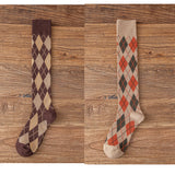 Winter Thick Knit Thigh High Socks Long Stockings Boot Fall Diamond Lattice Thigh High Socks Japanese Harajuku Socks