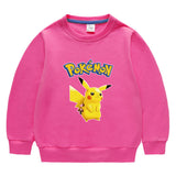 Children Pokemon Pikachu Hoodie Spring and Autumn Solid Color round Neck Sweater