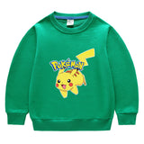 Children Pokemon Pikachu Hoodie Men and Women Baby Cotton Top