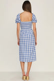 Gingham Dress Spring Retro Midi Dress