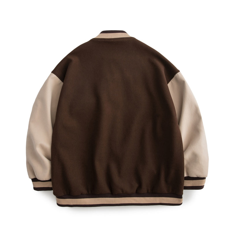 Brown Varsity Jacket Autumn Brown Loose Street Letter Baseball Couple Coat Men And Women