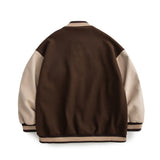 Brown Varsity Jacket Autumn Brown Loose Street Letter Baseball Couple Coat Men And Women