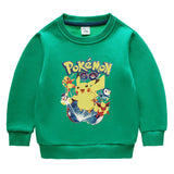 Children Pokemon Pikachu Hoodie Children's Fleece-Lined Sweater Boy plus Velvet Autumn and Winter Clothing Pikachu