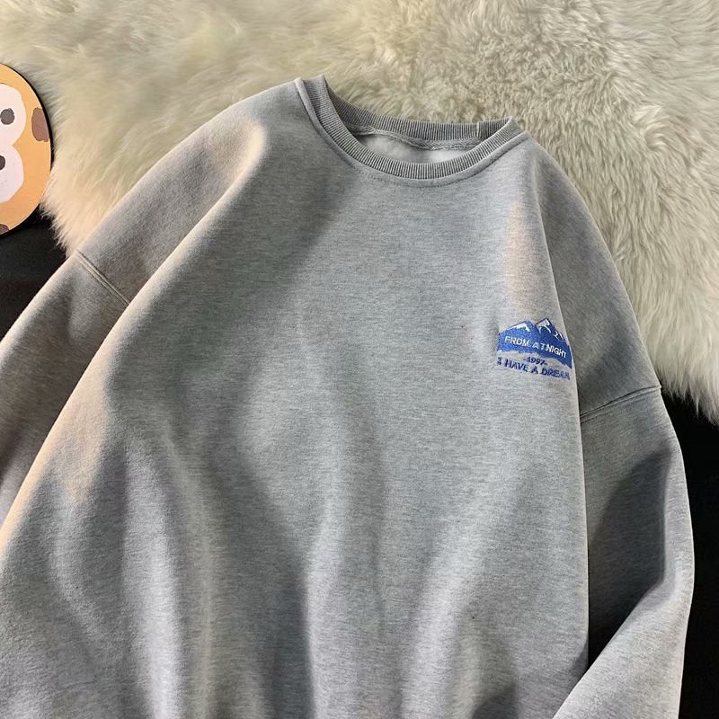 Men Sweatshirts Sweater Men's Loose Long Sleeve Printed round Neck Pullover Coat