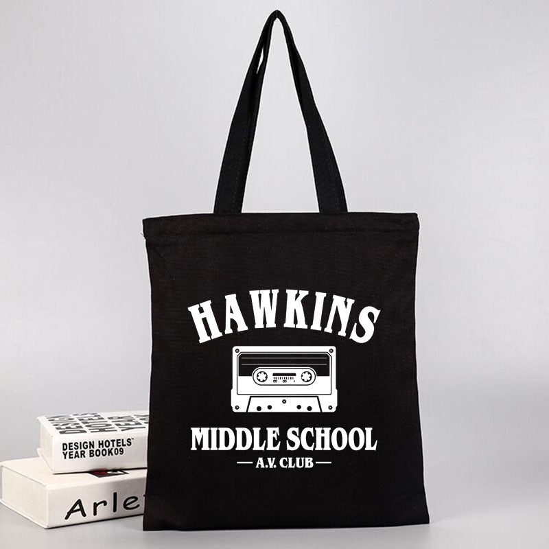 Stranger Things Hellfire Club Handbag Hawkins Middle School Printing Fashion Canvas Reticule