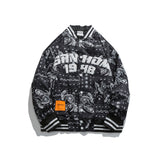 Orange Varsity Jacket Autumn Loose Paisley Jacket