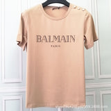 T Shirt Balmain T-shirt Short Sleeve Women's Clothing Cotton round Neck Letter Half Sleeve