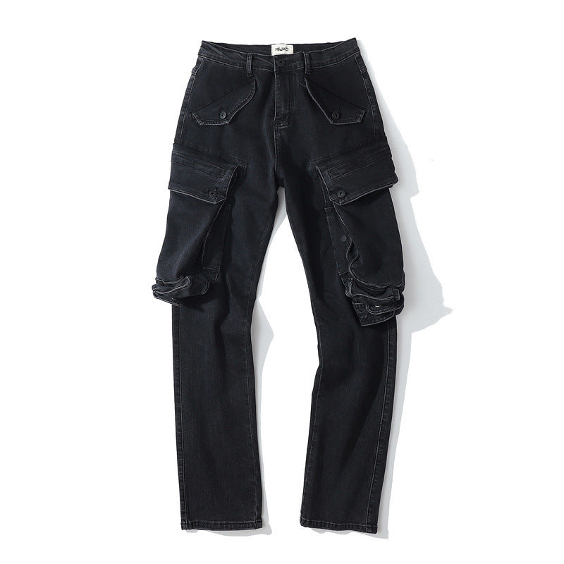 Man Fall Outfits Cargo Pants High Street Vibe Wind Three-Dimensional Large Pocket Functional Overalls Men Loose Straight Trousers