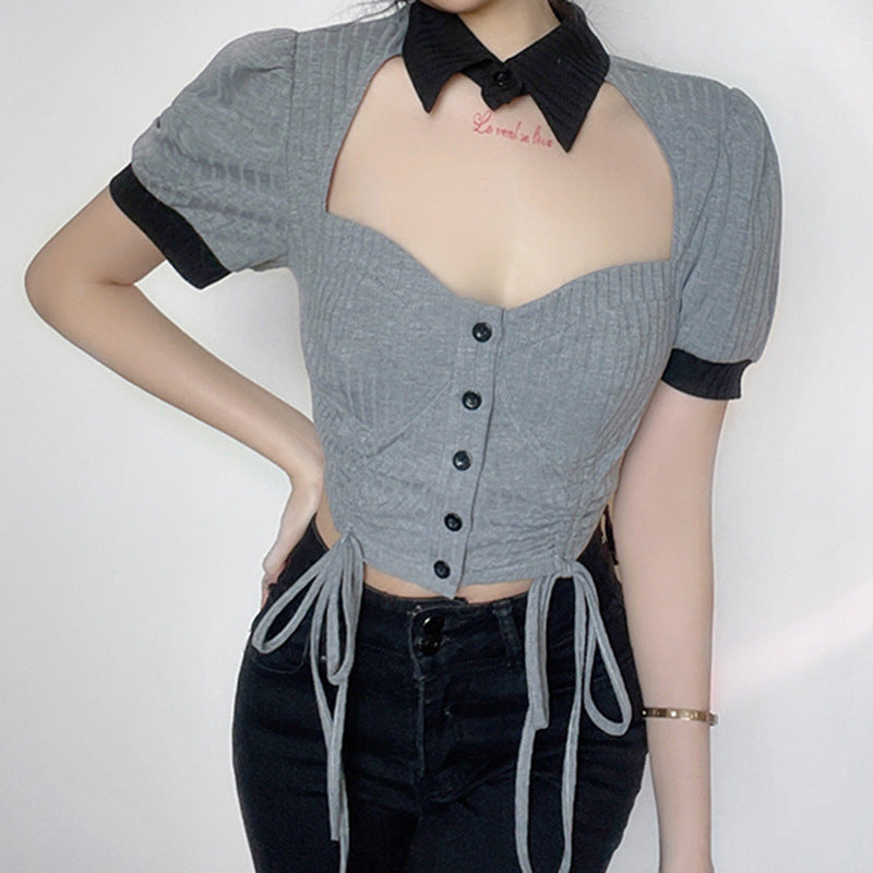 Preppy Aesthetic Sweater Hollow-out Short Sexy Knitwear