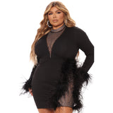 Nina Parker Black Dress Feather Diamond