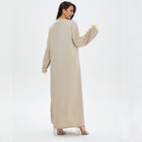 Muslim Women Stylish Kashibo Abaya Muslim Ladies Long Gown Islamic Clothing Jilbab Jalabiya Casual Loose Solid Color Dress