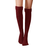 Winter Chunky Cable Thick Knit Thigh High Socks Long Stockings Boot Solid Color Knee Socks Mid-Calf Length Loose Socks