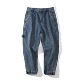 Mens Fall Outfits Autumn and Winter Multi-Bag Straight Cargo Jeans Men's Loose Casual Trousers