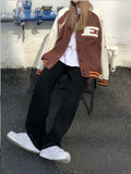 Jock Jacket Baseball Uniform for Women Spring and Autumn Stitching Contrast Color Couple Loose-Fitting Workwear Jacket Casual Jacket