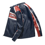 Graphic Leather Jacket Women Men's Spring and Autumn Stand Collar Motorcycle Clothing Fleece Jacket Men's Coat