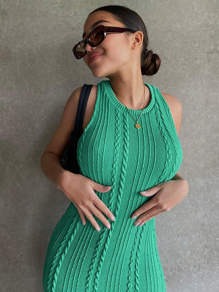 Victoria Beckham Dresses Women's Summer Fashion Casual Knitted Sleeveless round Neck Dress