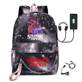 Stranger Things Hellfire Club Backpack Stranger Things Printed USB Backpack Student School Bag