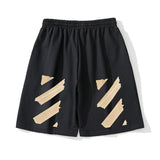 off Summer Fifth Pants Men and Women Couple Ow Printed Casual SportsBeach Pants Men shorts