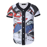Baggy Baseball Jersey Men's Short Sleeve Baseball Shirt Digital Printed Cartoon