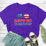 Let'S Go Brandon T Shirt Glasses Printed Short Sleeve Men'S And Women'S Tops