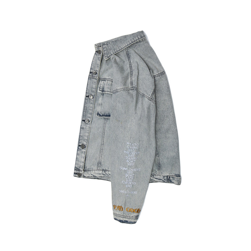 Men Denim Coat Jean Jackets Figure Head Print Denim Clothing Men's Jacket Harajuku Style Loose Denim Jacket