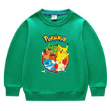 Children Pokemon Pikachu Hoodie Crew Neck Sweater Cotton