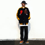 Yellow Varsity Jacket Autumn Winter Retro Corduroy Jacket Men's Loose Embroidered Baseball Uniform Coat